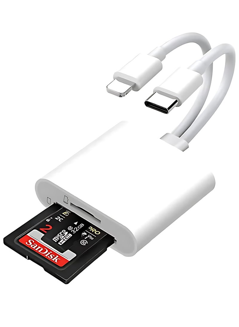 Sd Card Reader for iPhone iPad Camera,Dual Card Slot Memory Card Reader Supports SD and TF Card Trail Camera Viewer Sd Card Adapter Portable Micro Sd Card Reader Plug and Play - Image 1